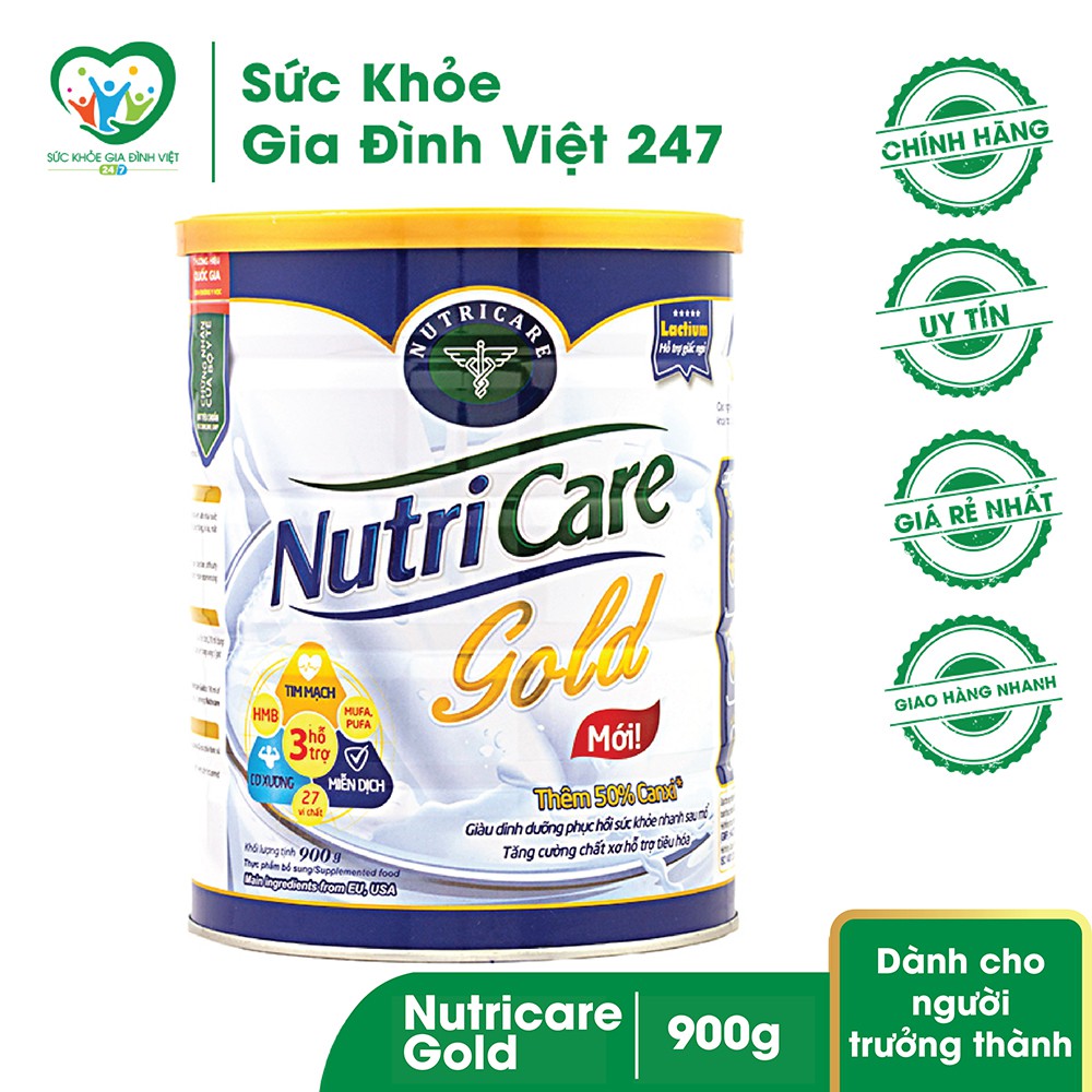 Sữa Nutricare Gold 900g - Sữa dành cho người lớn và trẻ trên 10 tuổi