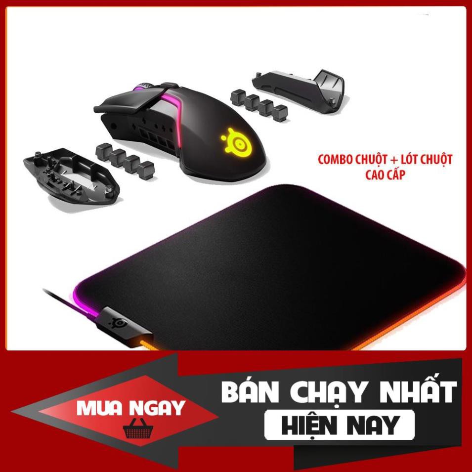 Combo chuột cao cấp SteelSeries Rival và Tấm lót chuột (bàn di) Steelseries QcK Prism Cloth hàng chính hãng