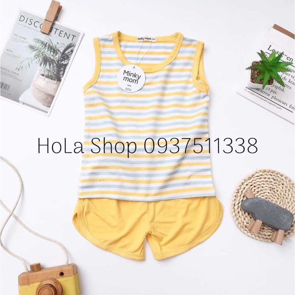 Bộ Ba Lỗ Dệt Sọc Minky Mom Thun Lạnh Siêu Mát Cho Bé TH117