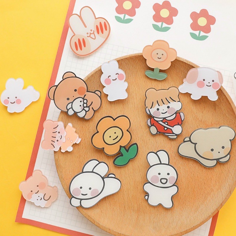 Pin cài (ghim cài) túi xách, balo, áo, hộp bút nhiều sticker hoạt hình dễ thương