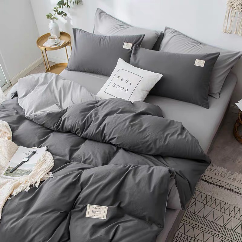 Bộ chăn ga cotton Tici cao cấp phong cách Hàn Quốc đủ size đủ màu (không kèm ruột, tặng kèm vỏ gối ôm)