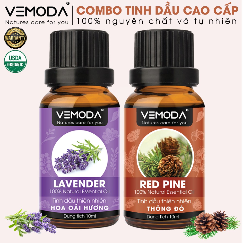 [Mã BMBAU50 giảm 7% đơn 99K] Tinh dầu xông phòng cao cấp Vemoda gồm: Thông đỏ + Oải hương (10ml/lọ)