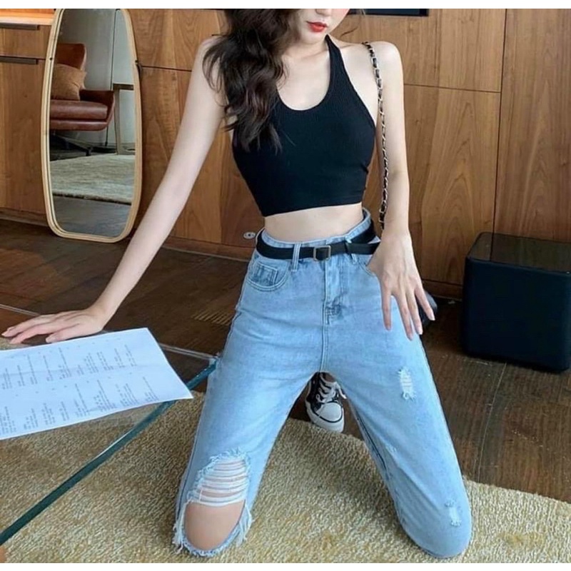 Áo yếm croptop hở lưng choàng cổ sexy