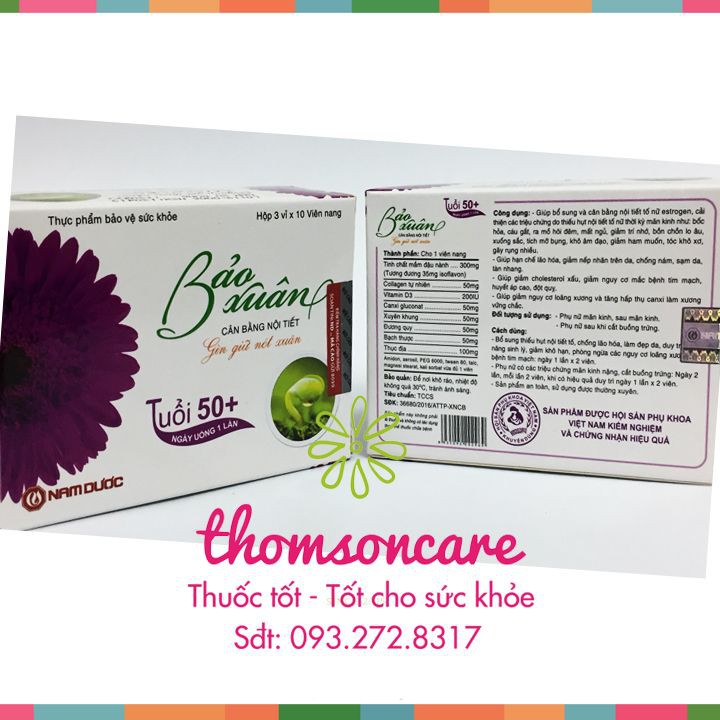 BẢO XUÂN 50+ - Màu Tím - Giúp cân bằng nội tiết, gìn giữ nét xuân - Hộp 30 viên