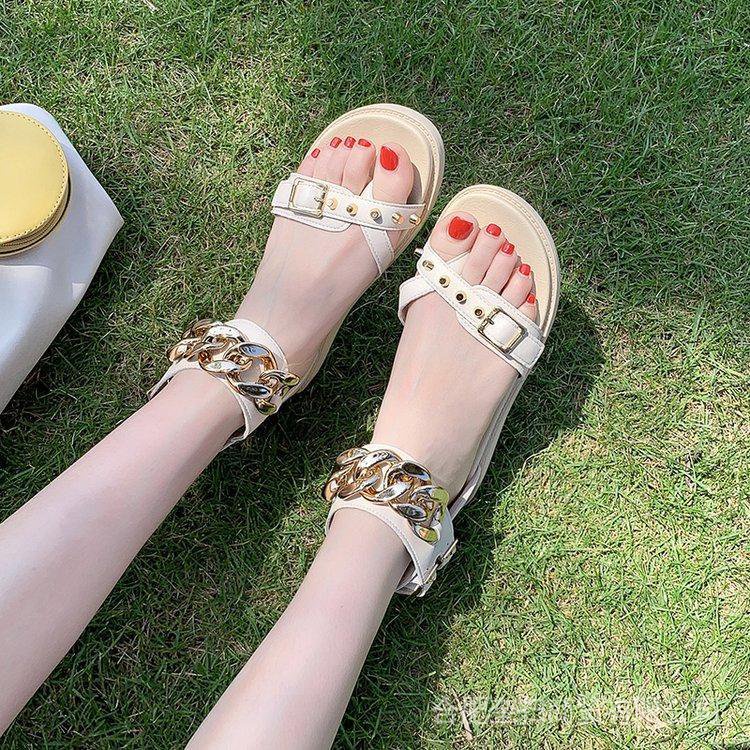 Giày Sandal Mùa Hè 2022 Đế Bằng Phong Cách La Mã Thời Trang Dễ Phối Đồ Cho Nữ