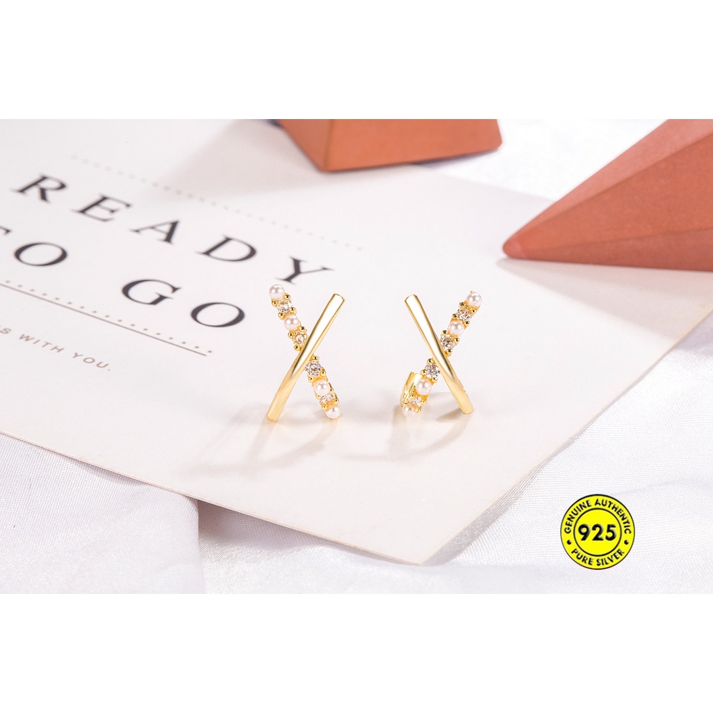 Bông Tai Mạ Vàng 18K Đính Hạt Giả Ngọc Trai U930