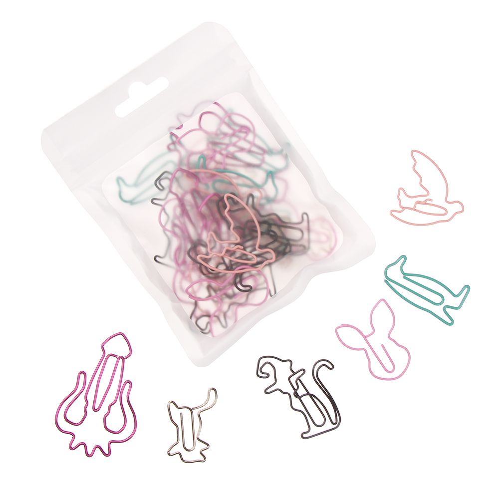 Set 30 kẹp giấy hình dạng đặc biệt bằng kim loại màu sắc ngẫu nhiên độc đáo dễ thương
