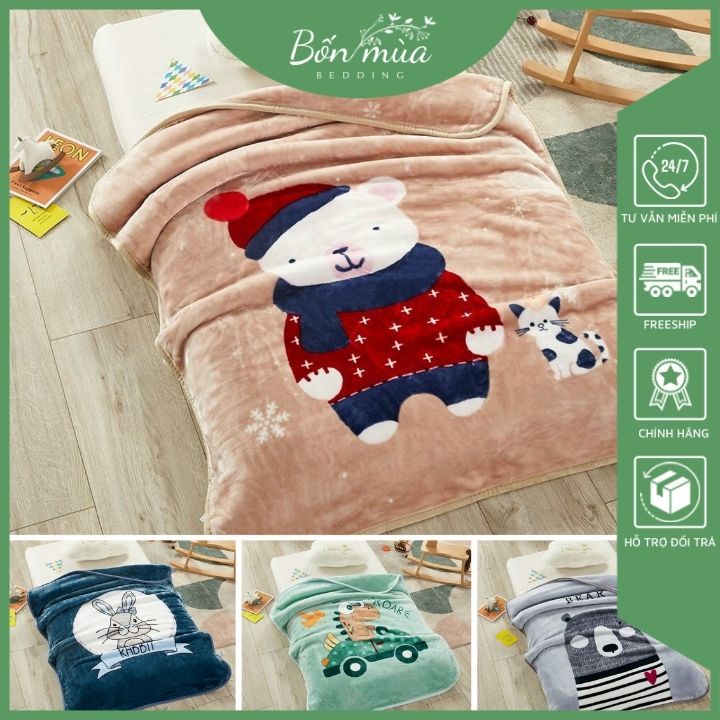 Chăn/ Mền Trẻ em Lông Tuyết  chăn cho bé mùa đông kích thước 1mx1m3, 1m1x1m4