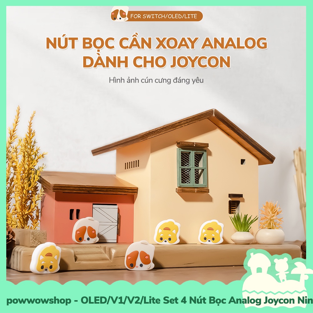 [Sẵn VN - Hỏa Tốc] Oled/V1/V2/Lite Set 4 Bọc Nút Analog Joycon Cho Máy Game Cầm Tay Nintendo Switch Mẫu Dog Housing