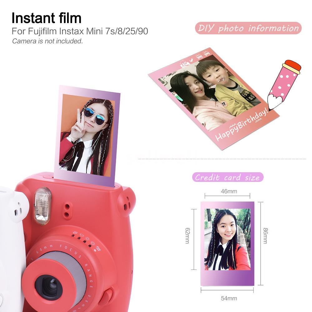 Fujifilm Instax Mini 10 Sheets Colorful Rainbow Film Photo Paper Snapshot Album Instant Print for Fujifilm Instax Mini 7