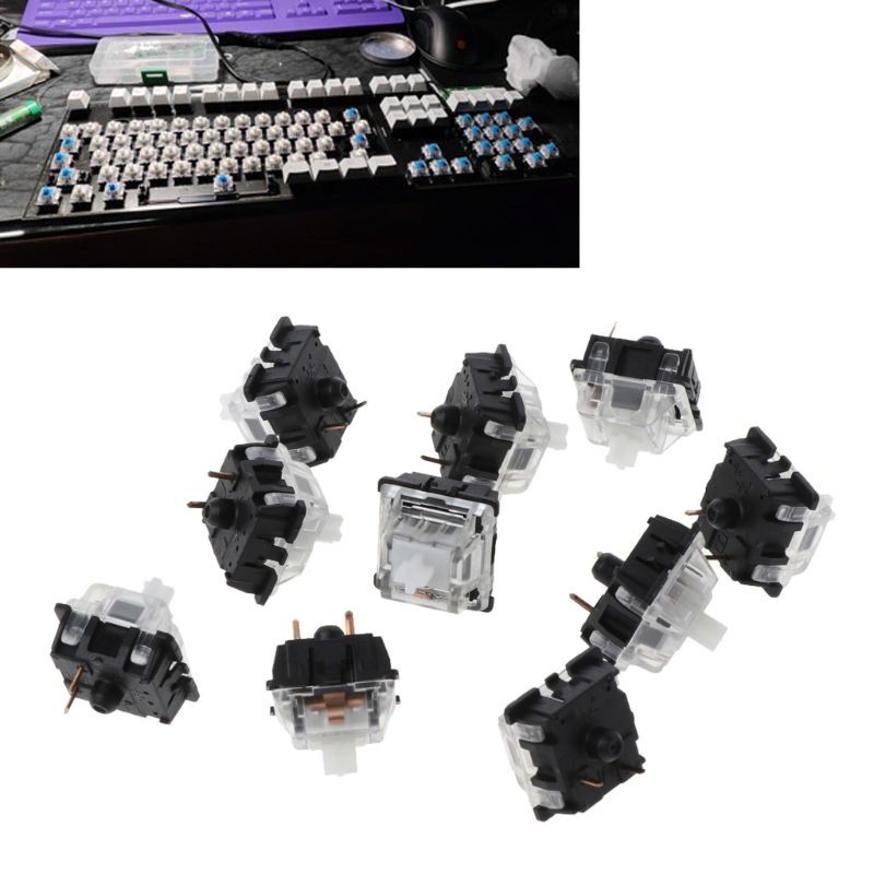 VIVI 10Pcs Mechanical Keyboard Gateron MX 3 Pin Clear Switch Transparent Case