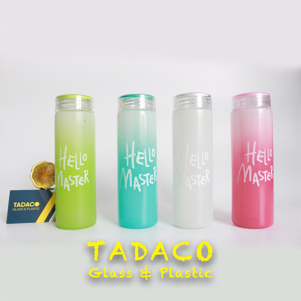 FREE SHIP - BÌNH NƯỚC THỦY TINH HELLO MASTER CAO CẤP 480ML