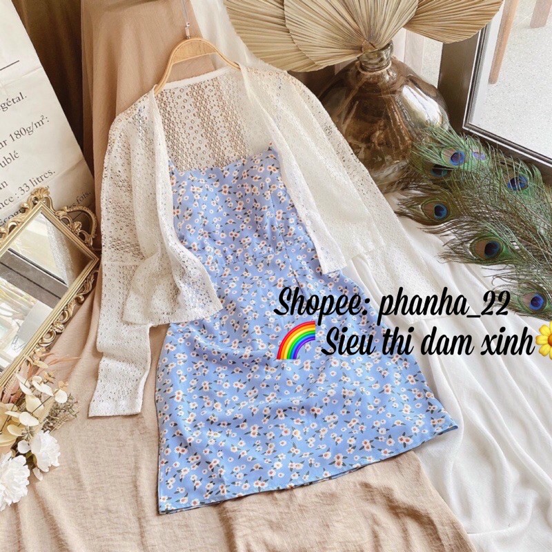 SET ĐẦM HOA NHÍ 2 DÂY ĐI BIỂN,ÁO KHOÁC LEN MỎNG 👉HÀNG CHUẨN ĐẸP LOẠI 1👈ĐẦM ĐI BIỂN MÙA HÈ,DẠO PHỐ SIÊU XINH