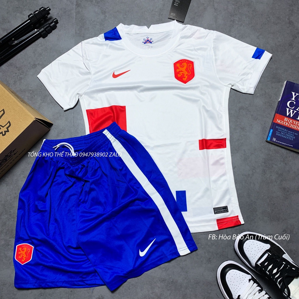 Set Bộ Quần Áo Bóng Đá Đội Tuyển Hà Lan WC 2022 Màu Trắng Caro - Vải Thái Chuẩn Áo Thi Đấu - Áo Đá Banh Hà lan