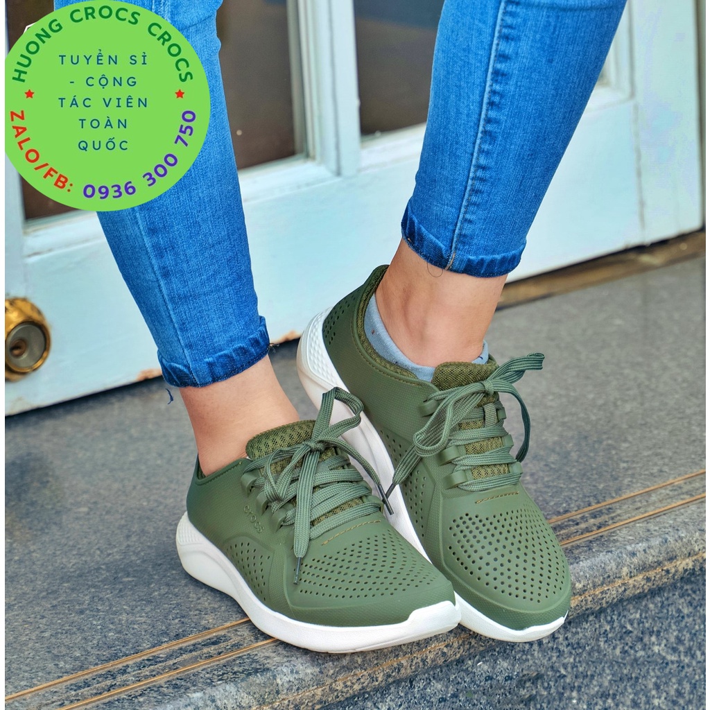 GIÀY NHỰA CROCS LITERIDE PACER CHO NAM MÀU XANH RÊU FULL BOX