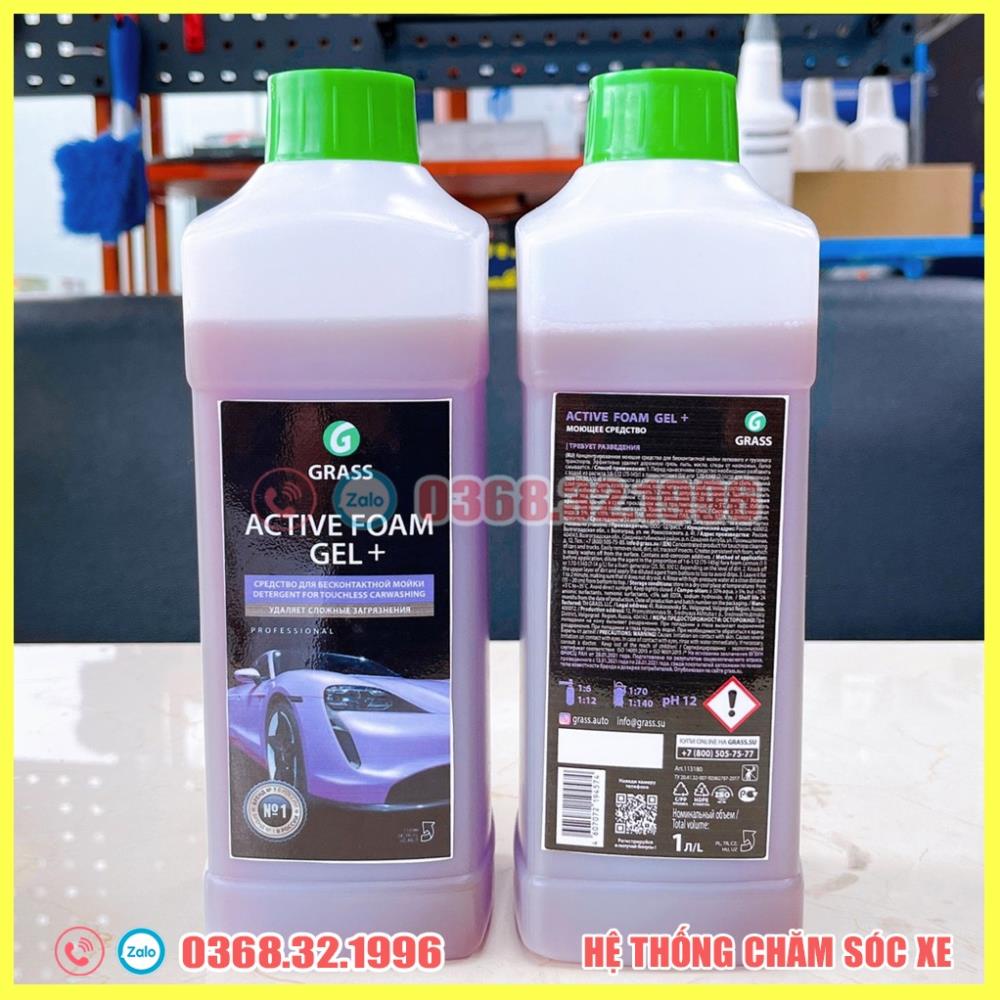 Dung Dịch Rửa Xe Không Chạm - Nước Rửa Xe Ô Tô, Xe Máy Grass  Active Foam GEL - 1L(Hàng Chính Hãng)Tặng 01 Khăn Lau Xe