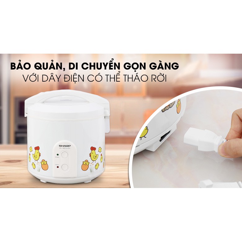 Nồi cơm điện nắp gài Sharp 1.8 lít KS-183TJV-CH/CR