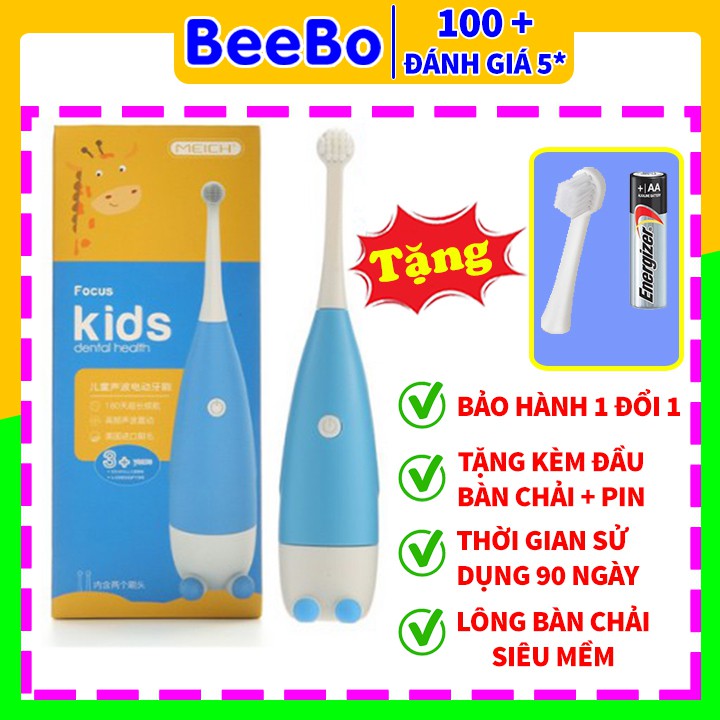 Bàn chải điện cho bé lông mềm mịn an toàn, bàn chải tự động đánh răng cao cấp chống nước cho trẻ từ 3 - 15 tuổi