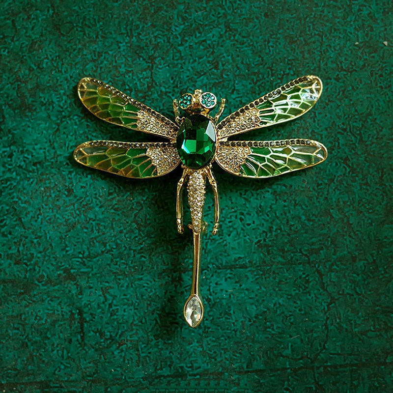 Ghim Cài Áo Hình Chuồn Chuồn Đính Đá Phong Cách Cổ Điển Sang Trọng Cho Nữ