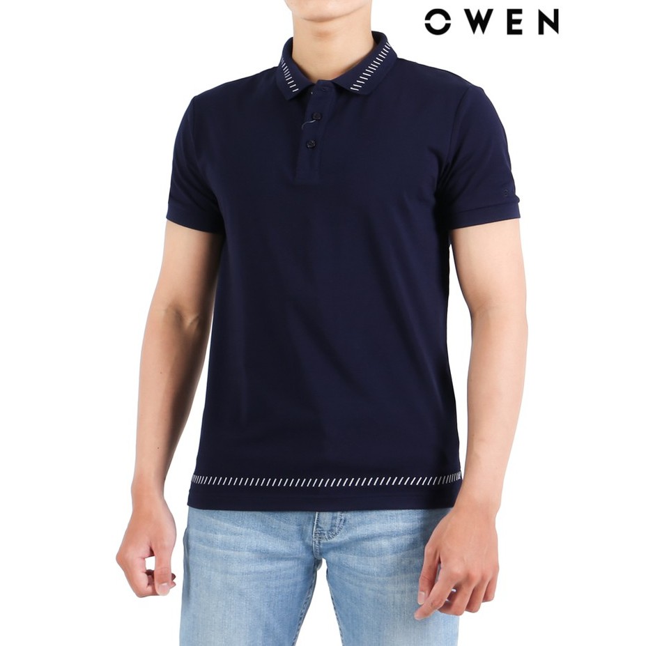 Áo polo ngắn tay Owen Bodyfit màu xanh đen - APV21880