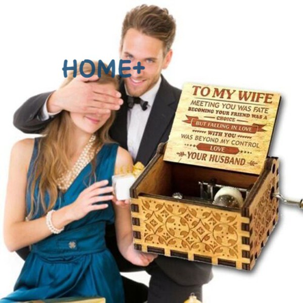 Ts tiktok To My Wife Engraved Wood Music Box Anniversary Valentines' Gifts Tik Tok