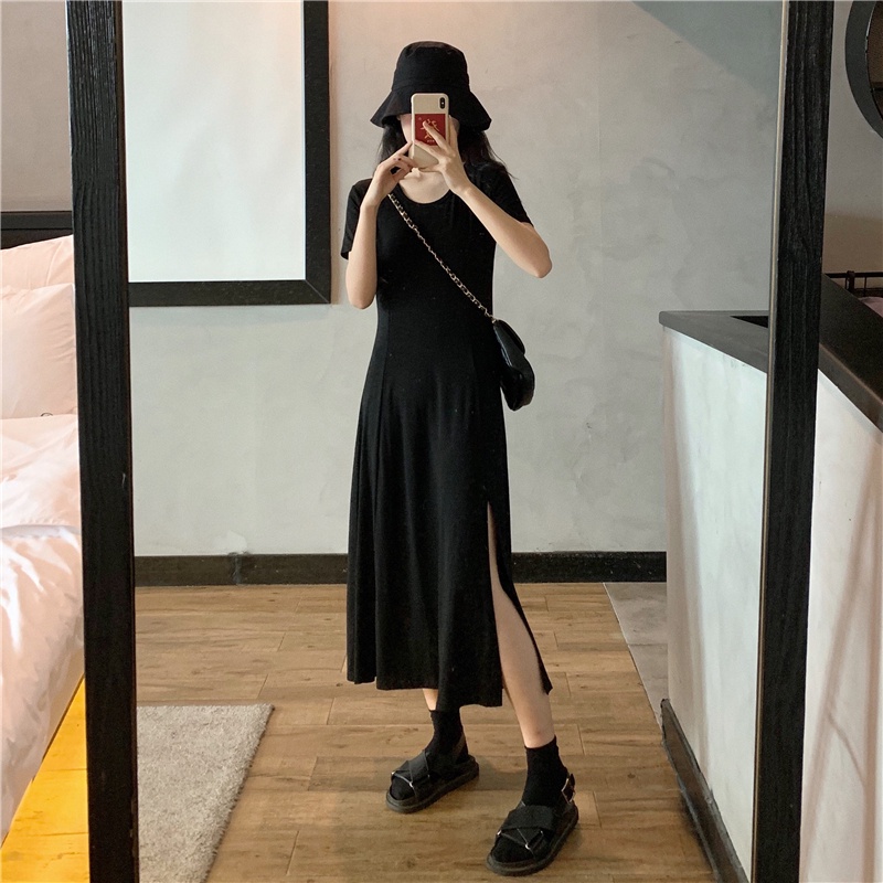 Đầm Thun Xẻ Tà Thời Trang Đơn Giản Cho Nữ