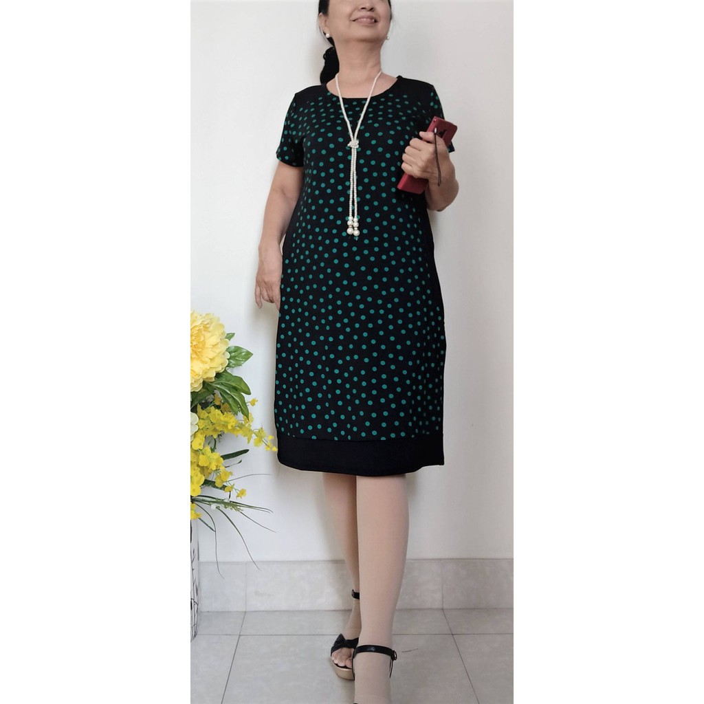 Giảm giá - Đầm Trung Niên Dáng Suông Phối Eo (48KG - 77KG).