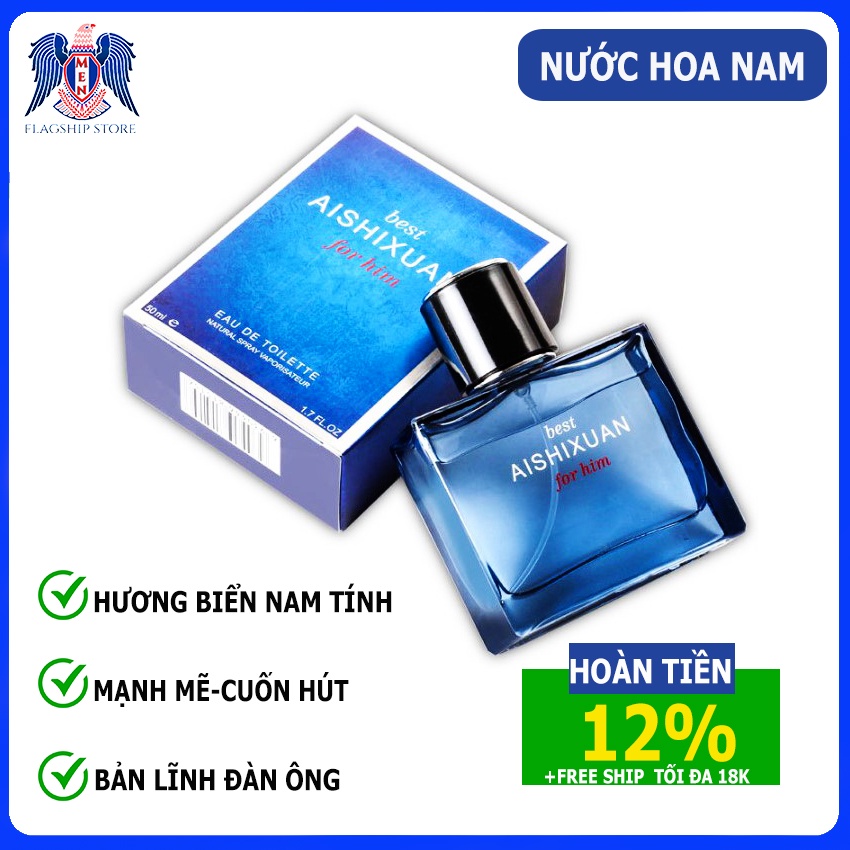 Nước Hoa Nam For Man ASHIXUAN Thơm Lâu Hương Biển Nam Tính, Nước Hoa Nam Mạnh Mẽ Khảng Định Cá Tính Phái Mạnh Chai 50Ml