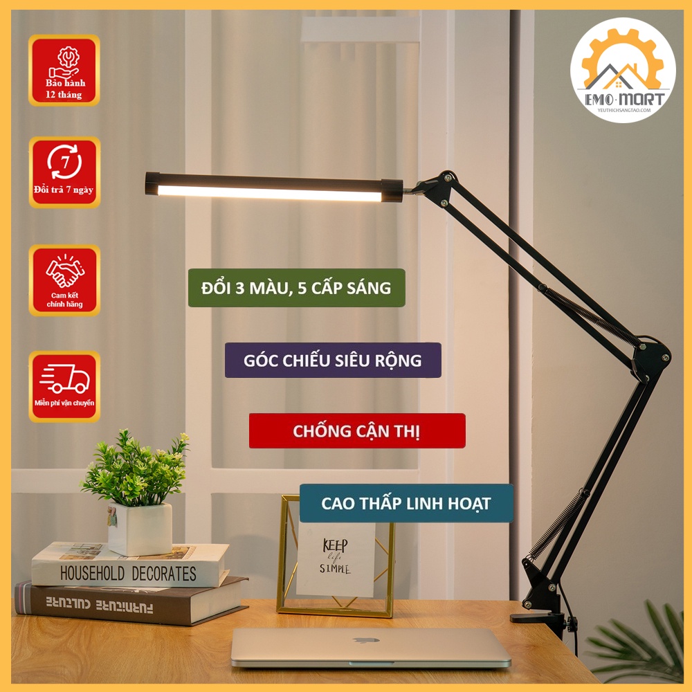 ⚡BH 12 THÁNG ⚡💥ĐÈN HỌC KẸP BÀN CÁNH TAY DÀI💥, Đèn bàn học, bàn làm việc cánh tay dài tiện dụng, bóng đèn tiết kiệm điện