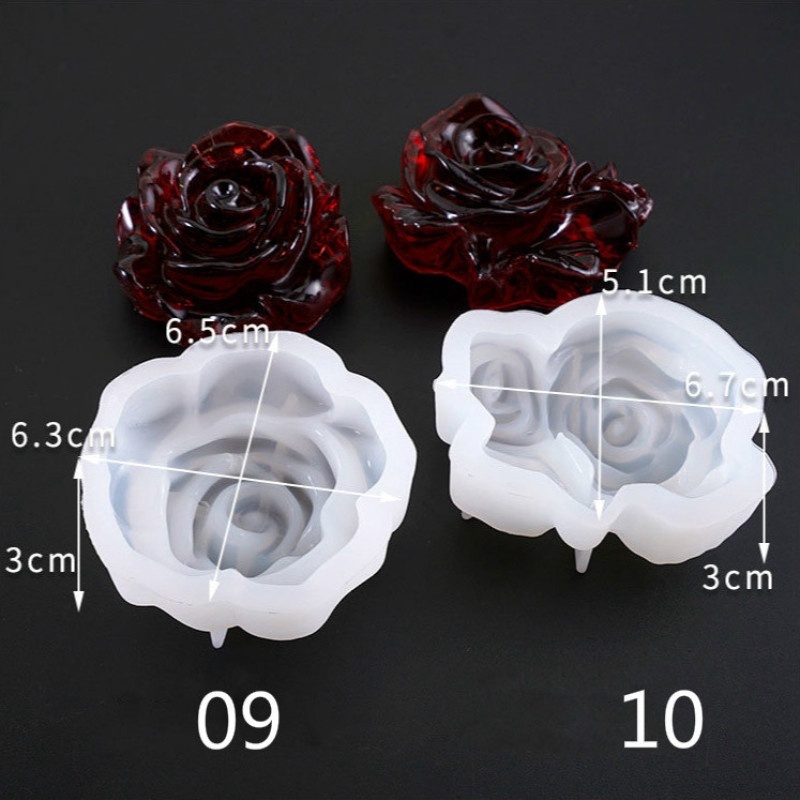 Khuôn Silicone Làm Mặt Trang Sức Hình Hoa Hồng 3D