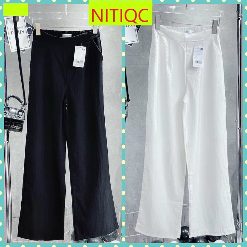 QUẦN ỐNG RỘNG ĐŨI DÀI NỮ LƯNG THUN CO GIÃN CAO CẤP MÀU TRẮNG ĐEN SIÊU CÁ TÍNH CỰC SANG THỜI THƯỢNG NITIQC