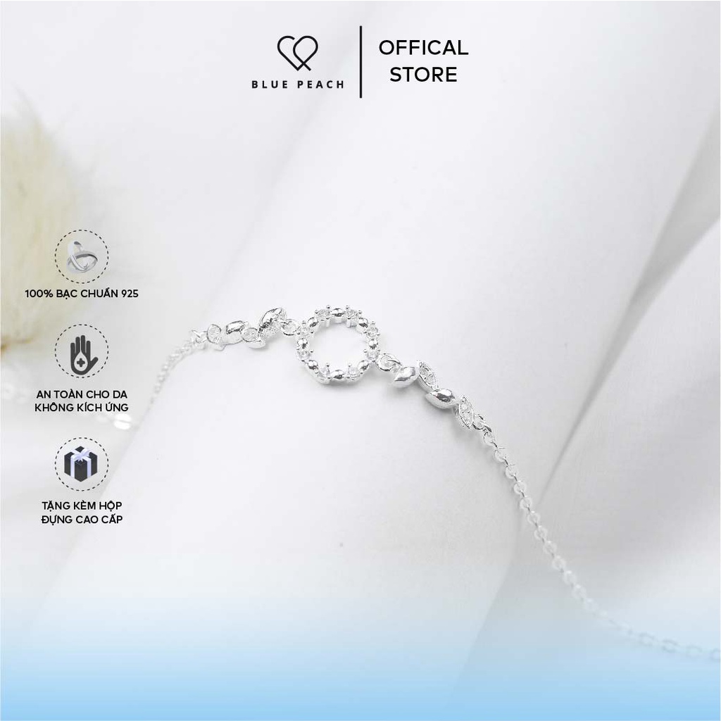 Lắc Tay Bạc Blue Peach Vòng Tròn và Lá LT586