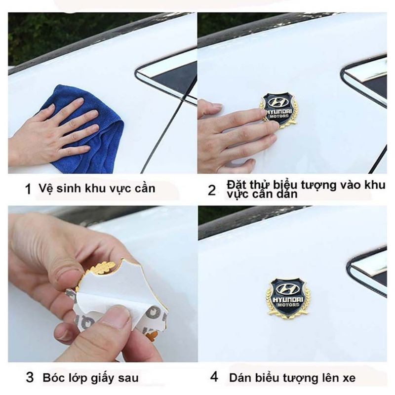 Bộ 2 logo bông lúa chất liệu hợp kim đồng hãng xe FORD