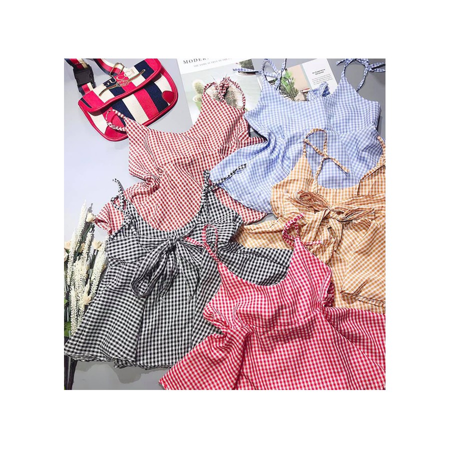Áo 2 Dây Baby Doll Kẻ Caro Siêu Xinh