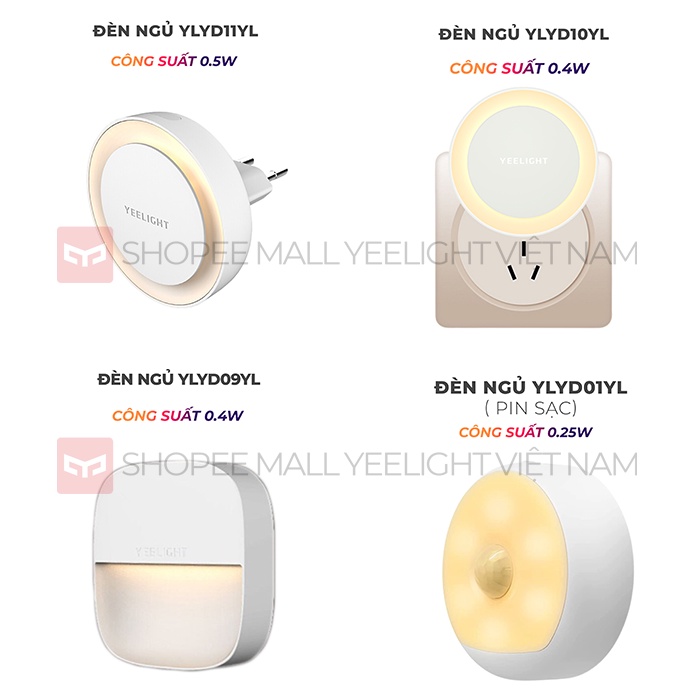 Đèn ngủ cảm biến ánh sáng Yeelight YLYD11YL, dạng phích cắm phù hợp phòng ngủ, bếp, cầu thang, treo tường, phòng tắm