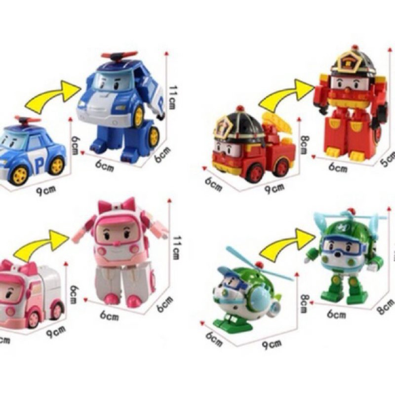 Bộ 6 Xe Ôtô Biệt Đội Poli Robocar Biến Hình