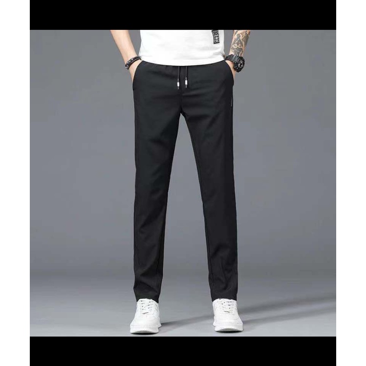 Quần ống rộng lưng thun co giãn màu sắc đơn giản cho nam