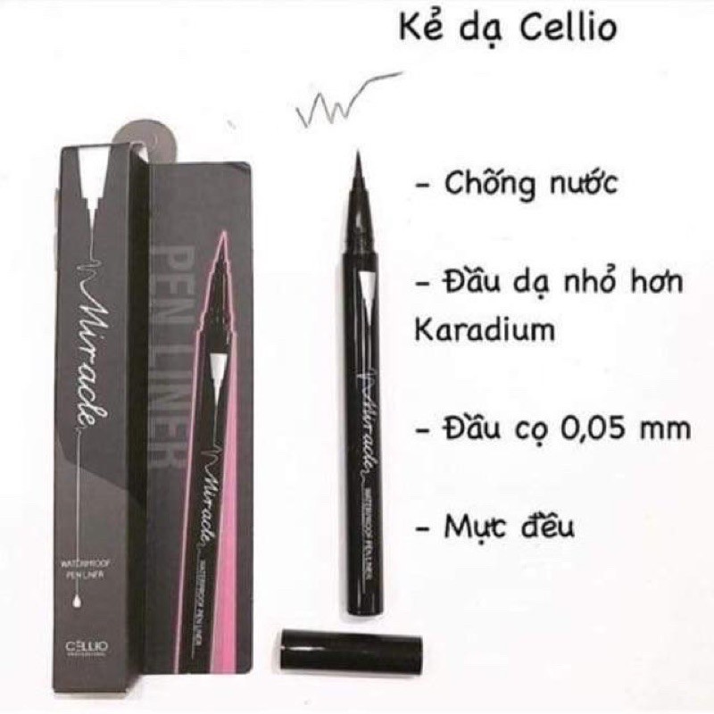 Kẻ Mắt Cellio Micracle Waterproof Không Lem, Không Trôi