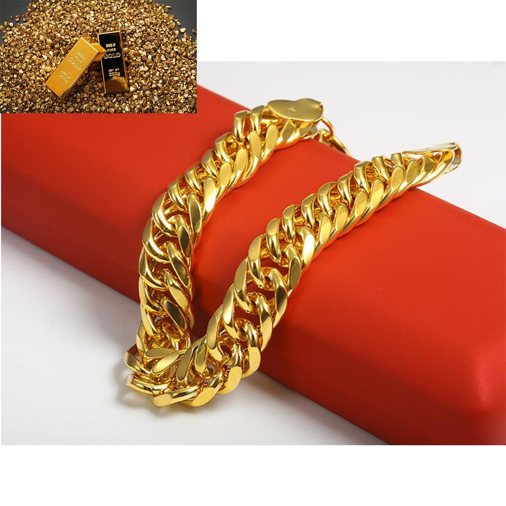 Mã giảm giá HN2012 combo 4 món trang sức mạ vàng dây det lắc tay nhẫn trơn nhẫn chữ phúc 24 k italy