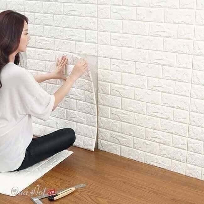 Xốp dán tường 3d giả gạch( 10 tấm) cách ấm chống ẩm sử dụng được 10 năm