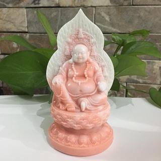 Phật di lặc cao 17 cm vân cam mang bình an sức khỏe thịnh vượng
