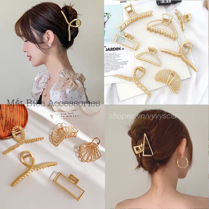 Kẹp tóc kim loại phong cách Hàn Quốc vintage nhẹ nhàng xinh xắn - Kẹp búi tóc cỡ lớn hot trend nhiều hình KT02