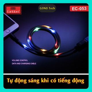 Cáp sạc tự phát sáng Chính hãng Earldom EC-053 Type-C Lightning Auto sáng khi có âm thanh
