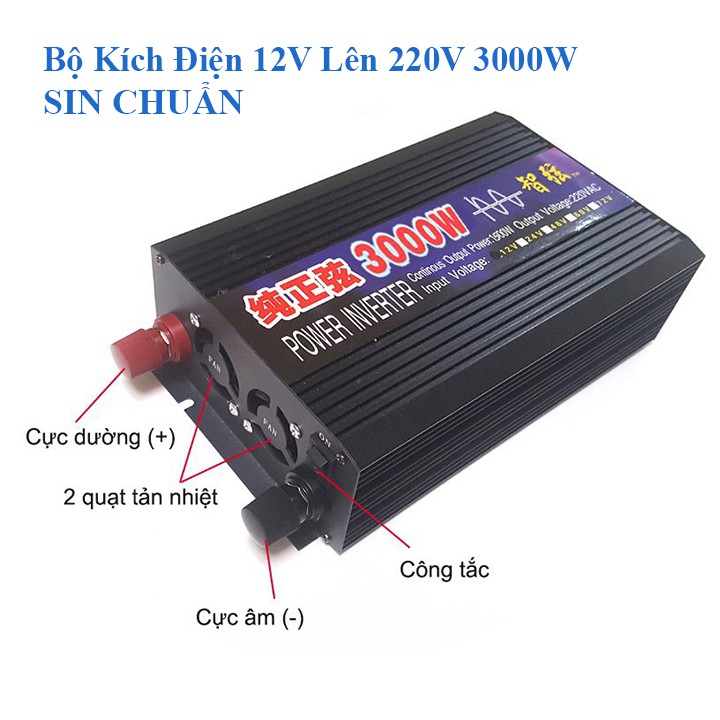 [Mã ELHA22 giảm 6% đơn 300K] Máy Kích Điện Inverter 3000W Sin Chuẩn