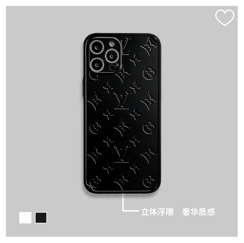 IPhone Big 7 Big 8 IX / Xs Xr Max 11 11Max 12 (6.1) 12Pro (6.1) 12Pro Max (6.7) Hoa văn LV dập nổi ba chiều Cao cấp Màu đen Trang nhã Vỏ điện thoại Trắng