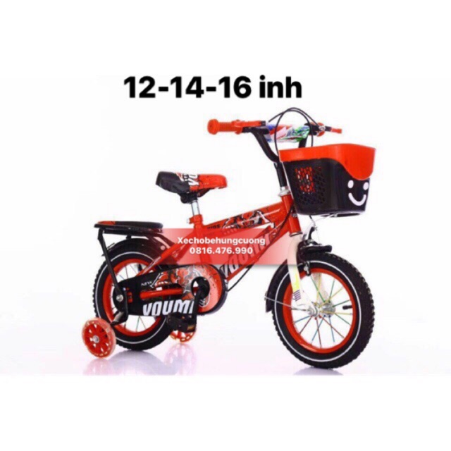 XE ĐẠP YOUME/JINBAO CHO BÉ TRAI( 12 inh, 14 inh, 16 inh) CÓ ĐỆM SAU