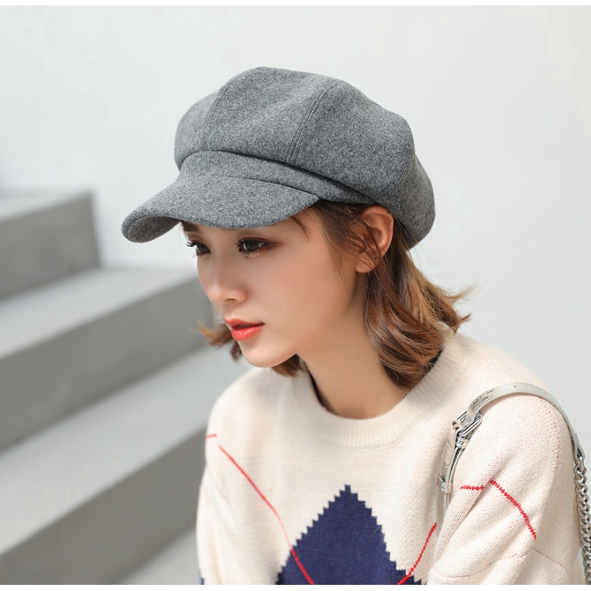 Mũ nồi hình bát giác phong cách retro thời trang thu đông cho nữ