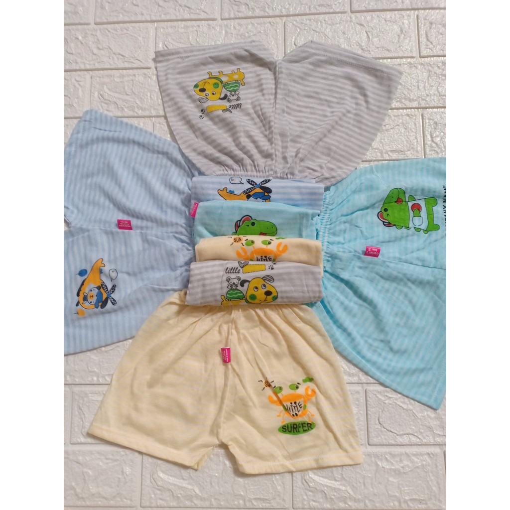 Quần chục đùi cotton kẻ ngang cho bé 3-13kg, chất đẹp mềm mịn, mát, hàng Việt Nam