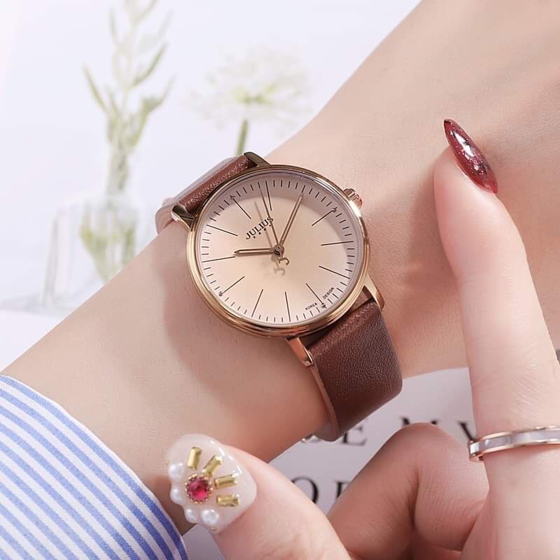 Đồng hồ nữ Julius Hàn Quốc JA-814LE dây da đơn giản tinh tế