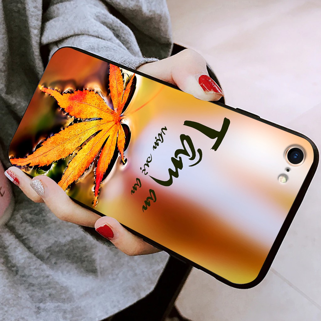 Ốp in hình Hoa Sen Trắng chữ An iPhone 5/5s/5SE - iPhone 6 - iPhone 6s - iPhone 7 - iPhone 8 trên mặt lưng kính 3D đẹp